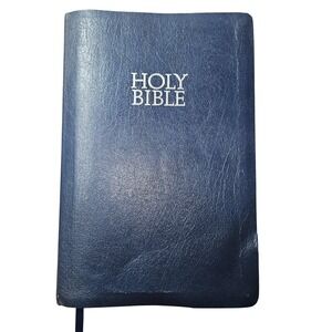 Vintage Holy Bible KJV Giant Print Red Letter Blue Leather Christian Heritage